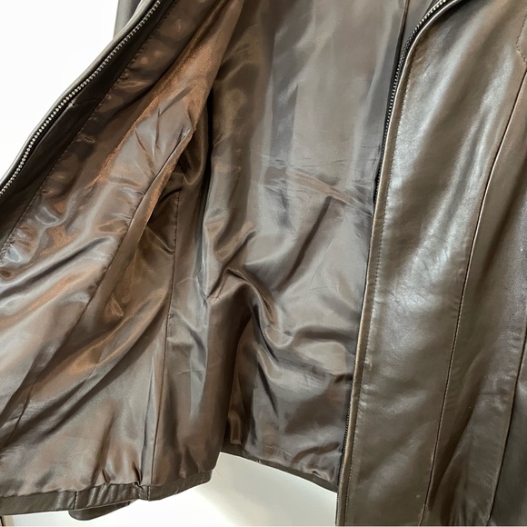 Avanti Genuine Leather Jacket Womens M Dark Brown Full Zip Fitted Design Biker - Picture 11 of 13
